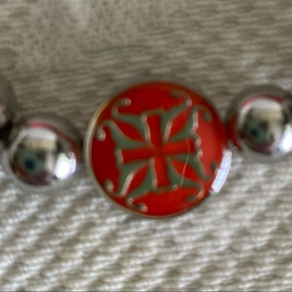 Rustic Cuff - Silver & Red Beaded - Picture 4 of 5